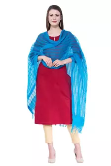 A R SILK Firozi Color Cota Cotton Regular Dupattas & Chunnis