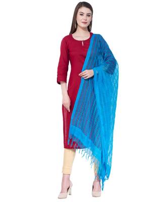 A R SILK Firozi Color Cota Cotton Regular Dupattas & Chunnis 5