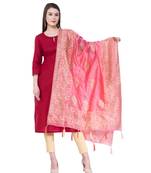 A R SILK Pahadi Print Light Pink Colour Silk Fancy Dupatta/Chunnis