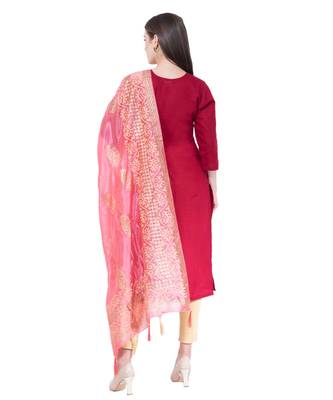 A R SILK Pahadi Print Light Pink Colour Silk Fancy Dupatta/Chunnis 2