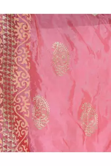 A R SILK Pahadi Print Light Pink Colour Silk Fancy Dupatta/Chunnis