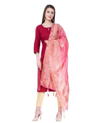 A R SILK Pahadi Print Light Pink Colour Silk Fancy Dupatta/Chunnis 5