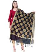 A R SILK Zari Embroidery Black Colour Vanarasi Silk Fancy Dupattas & Chunnis