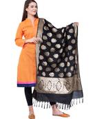 A R SILK Zari Embroidery Black Colour Vanarasi Silk Fancy Dupattas & Chunnis