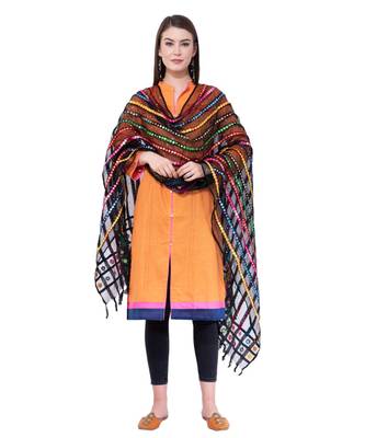 A R SILK Multi Stripe Black Colour Organza Cotton Fancy Dupatta/Chunnis 3