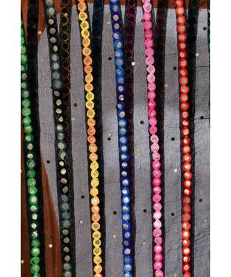 A R SILK Multi Stripe Black Colour Organza Cotton Fancy Dupatta/Chunnis 4