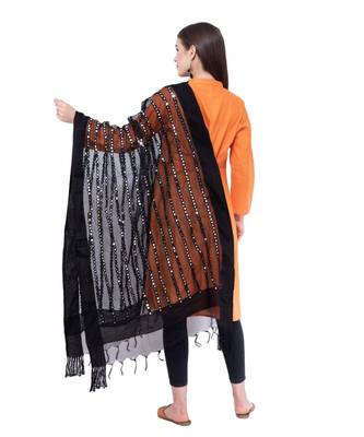 A R Silk Mirror Work Black Colour Orgenza Cotton Fancy Dupatta/Chunnis 2