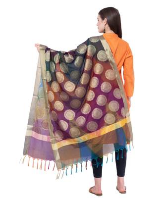 A R SILK Zari Embroidery Multi Colour Vanarasi Silk Fancy Dupattas & Chunnis 2