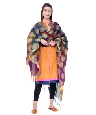 A R SILK Zari Embroidery Multi Colour Vanarasi Silk Fancy Dupattas & Chunnis 3