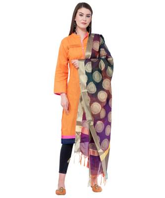 A R SILK Zari Embroidery Multi Colour Vanarasi Silk Fancy Dupattas & Chunnis 5