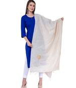 A R Silk Zari Embroidery & Stone Work Light Golden Tussar Silk Fancy Dupattas & Chunnis