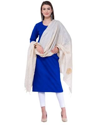 A R Silk Zari Embroidery & Stone Work Light Golden Tussar Silk Fancy Dupattas & Chunnis 3