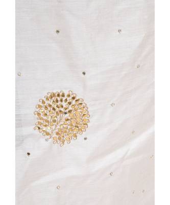 A R Silk Zari Embroidery & Stone Work Light Golden Tussar Silk Fancy Dupattas & Chunnis 4