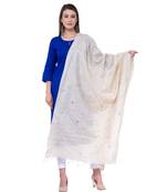 A R Silk Zari Embroidery & Stone Work Light Golden Tussar Silk Fancy Dupattas & Chunnis