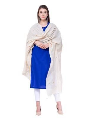 A R Silk Zari Embroidery & Stone Work Light Golden Tussar Silk Fancy Dupattas & Chunnis 3