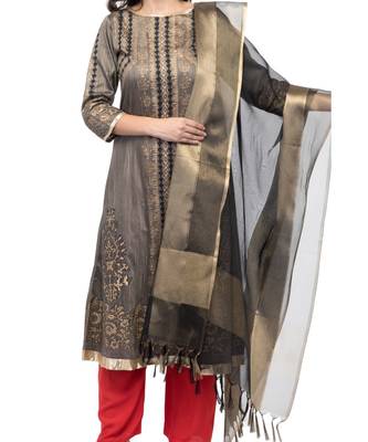 A R Silk Zari Work Black Colour Tissue Regular Dupatta/Chunnis 4