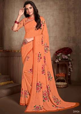 Adorable Digital Printed Crosia Lace Georgette Saree 1