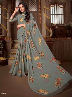 Adorable Digital Printed Crosia Lace Georgette Saree 1