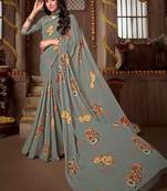 Adorable Digital Printed Crosia Lace Georgette Saree
