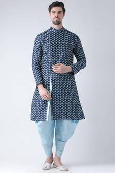 Dupion Silk Navy Blue DEYANN Kurta with Patiala set