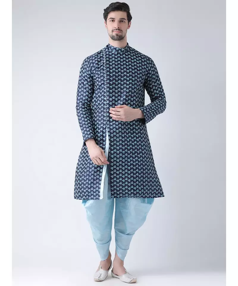 Dupion Silk Navy Blue DEYANN Kurta with Patiala set