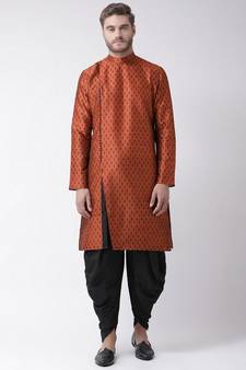 Dupion Silk Orange DEYANN Kurta with Patiala set