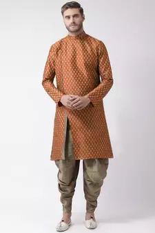 Dupion Silk Orange DEYANN Kurta with Patiala set