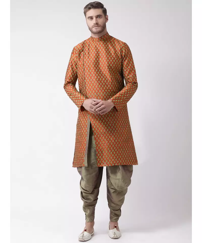 Dupion Silk Orange DEYANN Kurta with Patiala set