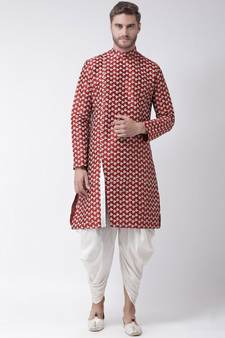 Dupion Silk Red DEYANN Kurta with Patiala set