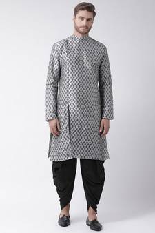 Dupion Silk Silver DEYANN Kurta with Patiala set