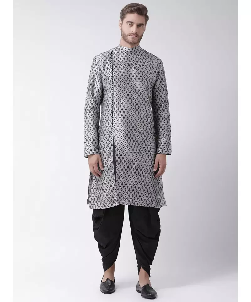Dupion Silk Silver DEYANN Kurta with Patiala set