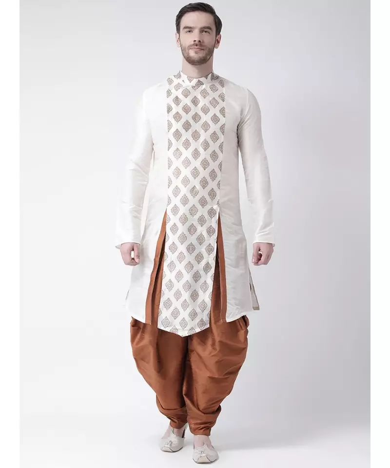 Dupion Silk Off White DEYANN Kurta with Patiala set