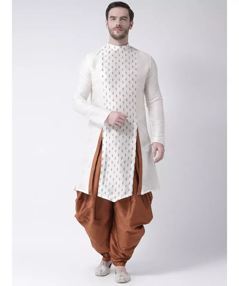 Dupion Silk Off White DEYANN Kurta with Patiala set