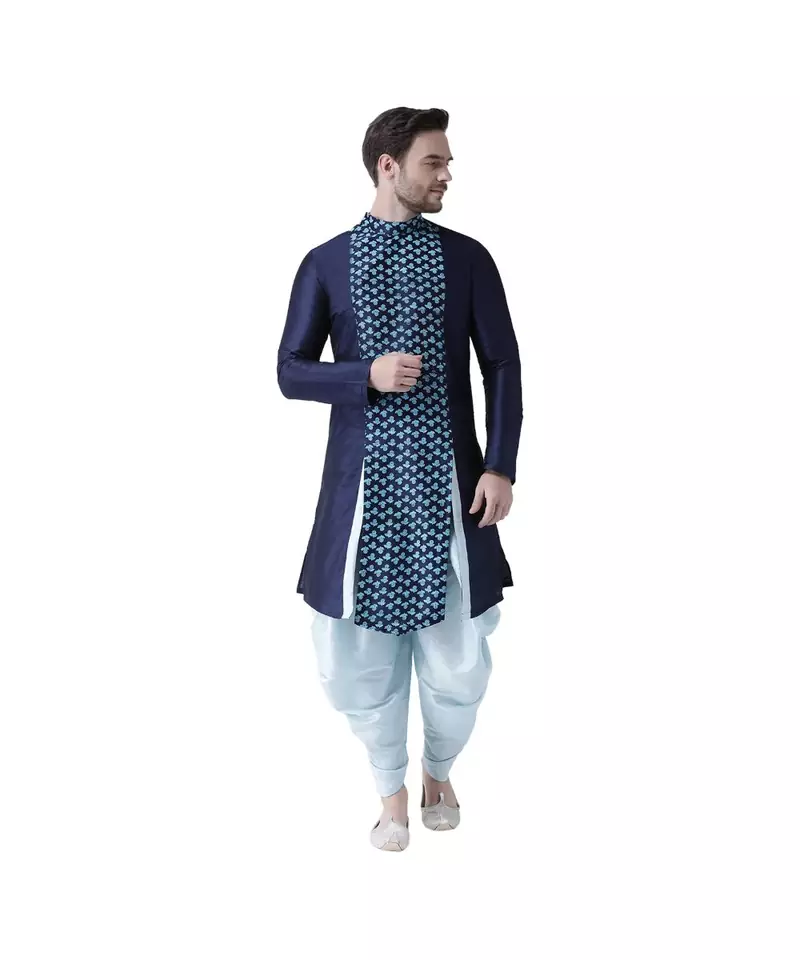 Dupion Silk Navy Blue DEYANN Kurta with Patiala set