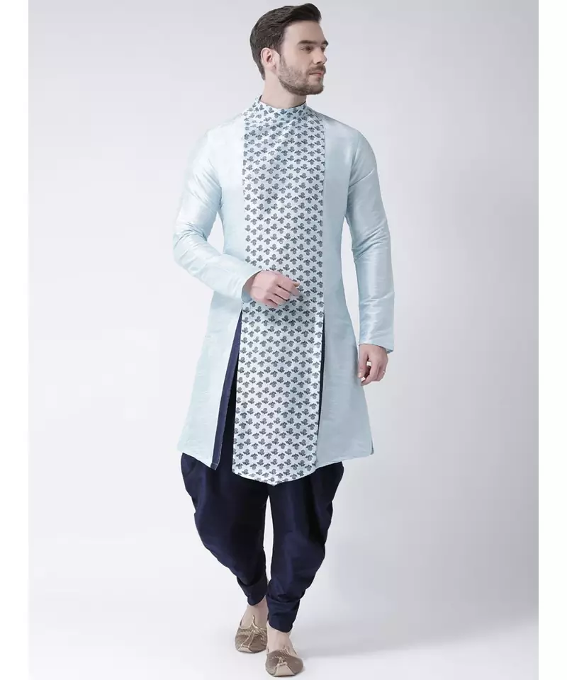 Dupion Silk Sky Blue DEYANN Kurta with Patiala set
