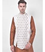 Silk Blend Off White DEYANN Ethnic Jacket