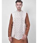 Silk Blend Off White DEYANN Ethnic Jacket