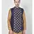 Silk Blend Navy Blue DEYANN Ethnic Jacket