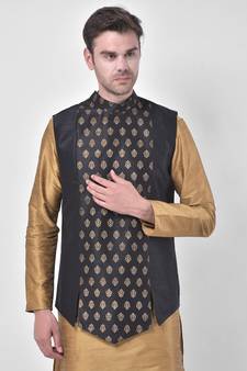Silk Blend Black DEYANN Ethnic Jacket