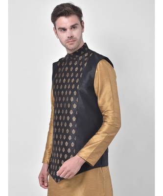 Silk Blend Black DEYANN Ethnic Jacket 2