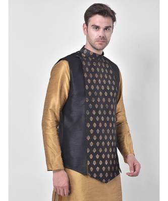 Silk Blend Black DEYANN Ethnic Jacket 3