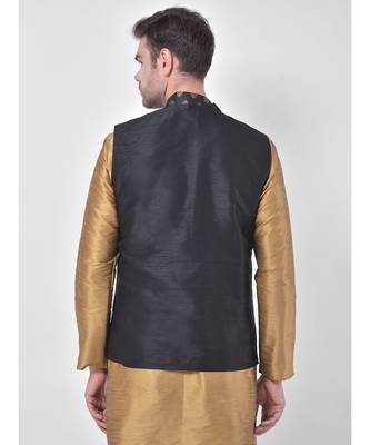 Silk Blend Black DEYANN Ethnic Jacket 4