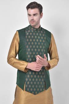 Silk Blend Green DEYANN Ethnic Jacket