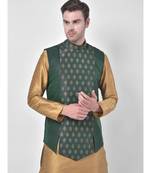 Silk Blend Green DEYANN Ethnic Jacket