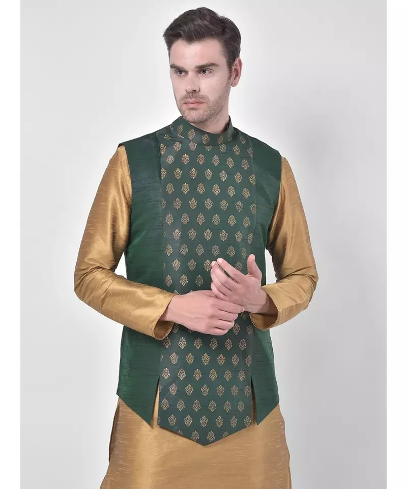Silk Blend Green DEYANN Ethnic Jacket