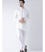 Cotton Blend White DEYANN Kurta with Churidar set