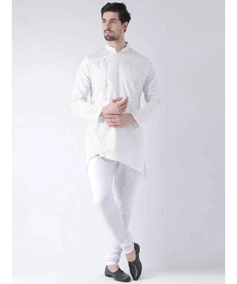 Cotton Blend White DEYANN Kurta with Churidar set