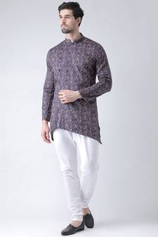 Cotton Blend Navy Blue DEYANN Kurta with Churidar set