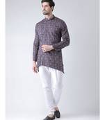 Cotton Blend Navy Blue DEYANN Kurta with Churidar set