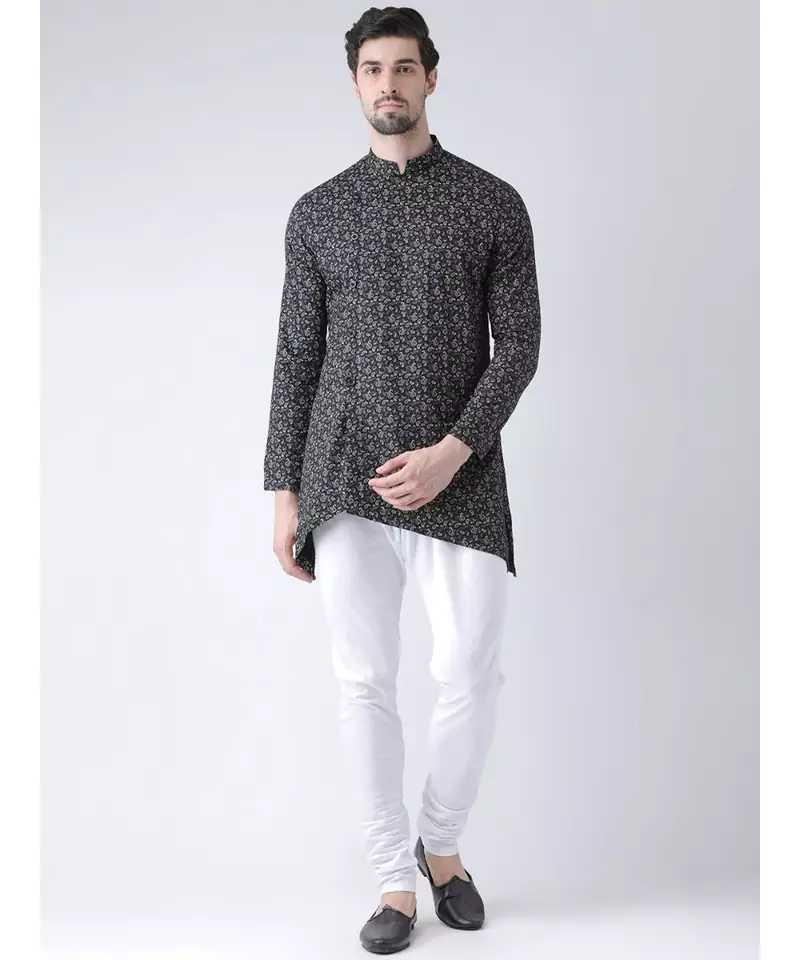 Cotton Blend Black DEYANN Kurta with Churidar set